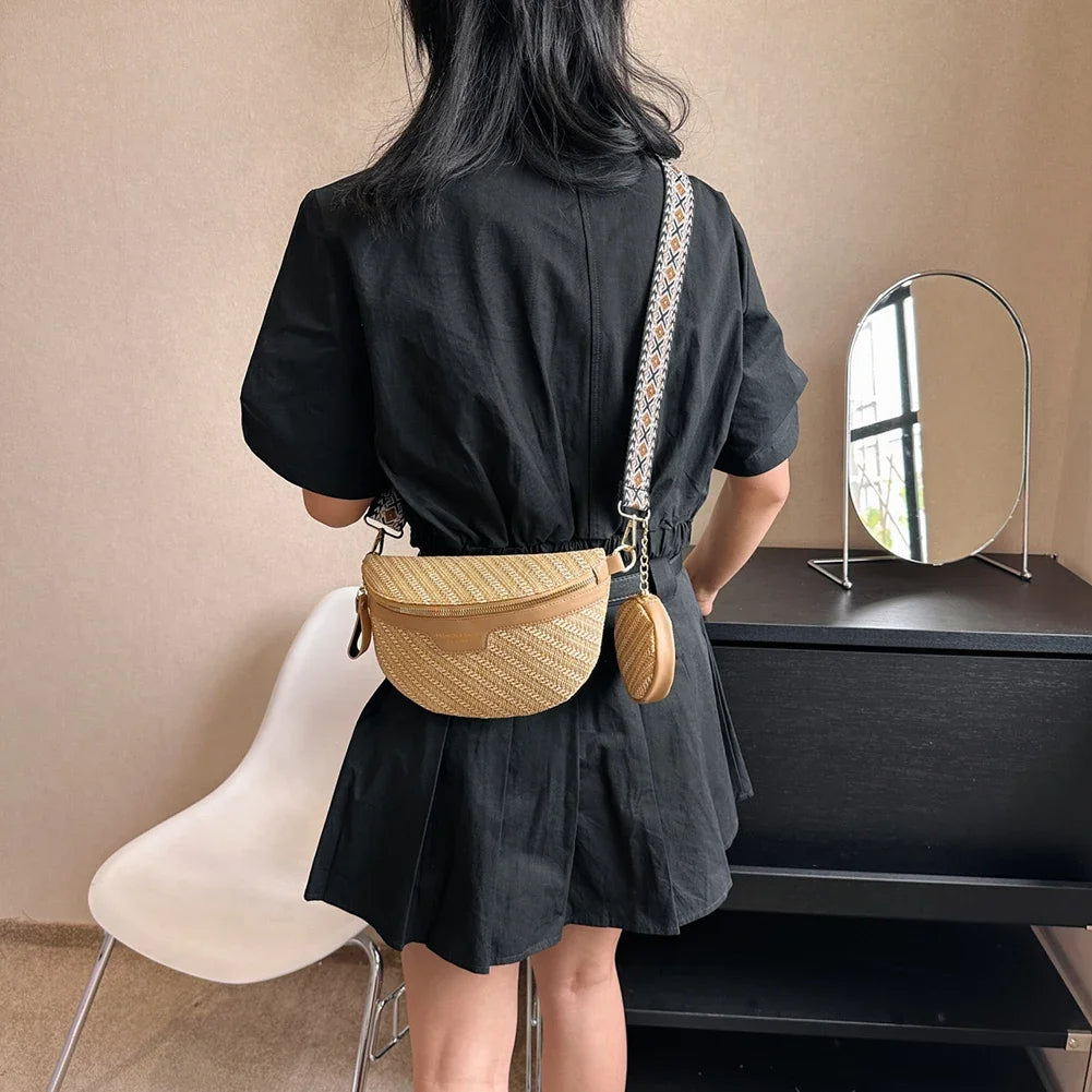 Trendy PU Leather Banana Crossbody Bag