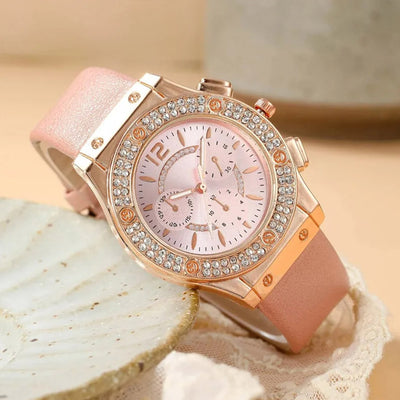 2PCs Luxury Rhinestone Watch Set