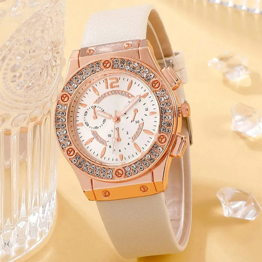 2PCs Luxury Rhinestone Watch Set