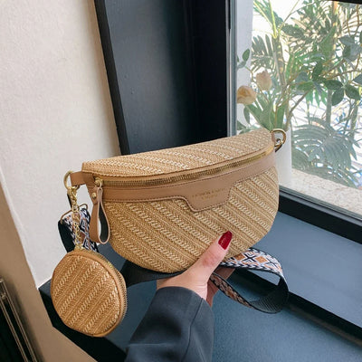 Trendy PU Leather Banana Crossbody Bag