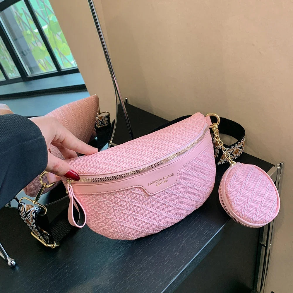 Trendy PU Leather Banana Crossbody Bag